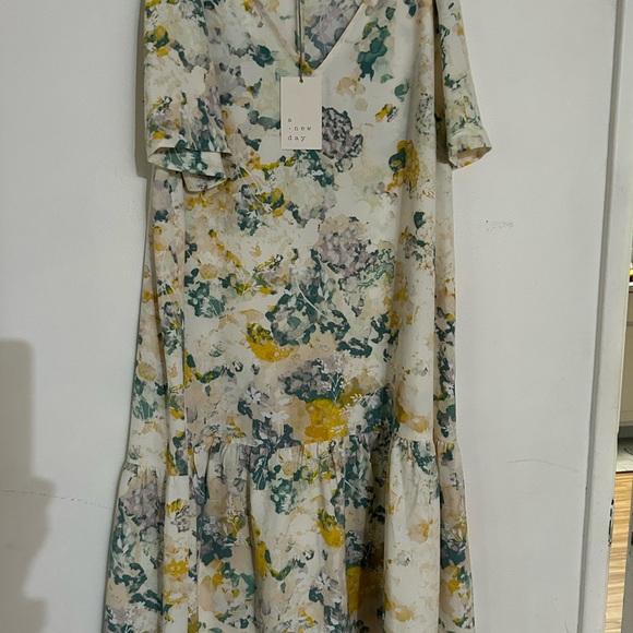 NWT A.NEW.DAY Women's Floral Short Sleeve Ruffle Hem DressㅣSize XSㅣMiniㅣNWT - Picture 2 of 7
